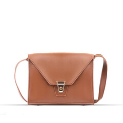 Business classic brown bag for women. Made of genuine grained leather.