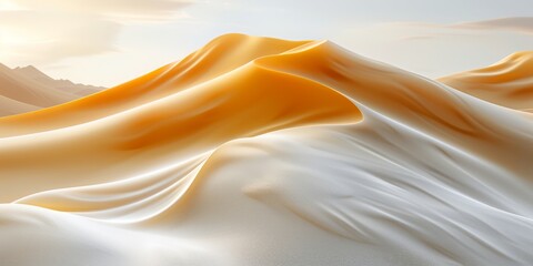 Obraz premium Experience the breathtaking beauty of a desert landscape with golden and white sand dunes under a clear sky