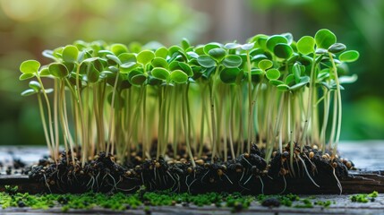 Obraz premium Vibrant green seedlings thriving in nourishing soil