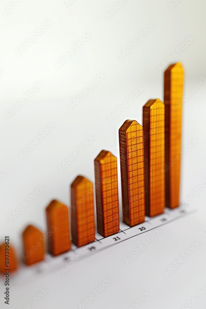 Poster bar graph with a sharp increase in stock values against a clean white background, highlighting signi