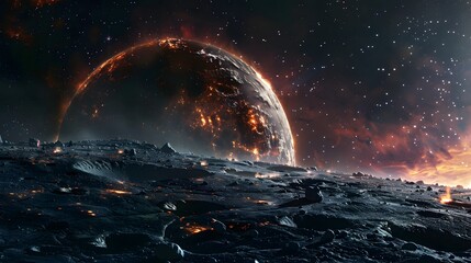 Vivid Celestial Landscape with Glowing Atmosphere 