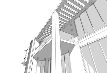 Naklejka premium 3d rendering of a modern building