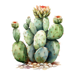 cactus watercolor isolated on transparent background cutout