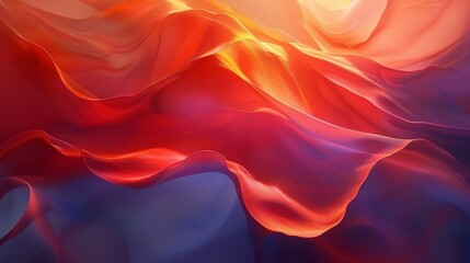 Obraz premium Vibrant abstract art with red and blue waves creates striking display of color and fluidity, impactful aesthetic