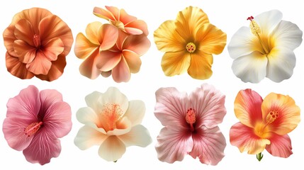 Natural Flower Collection Featuring Diverse Tropical Blooms For Graphic And Print Design Isolated On White Background