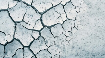 Fototapeta premium Aerial view of cracked dry soil illustrating the concept of drought, climate change, and environmental issues.