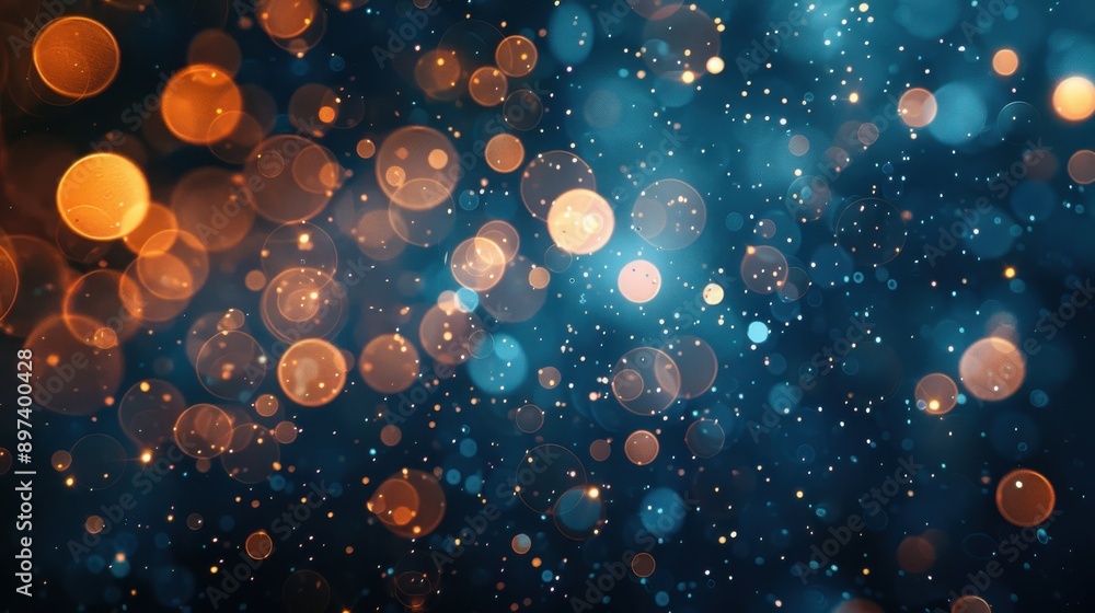 Poster abstract bokeh background with warm and cool colors.