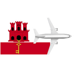 Gibraltar  flag with Plane on png background