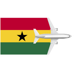 Ghana flag with Plane on png background