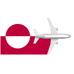Greenland  flag with Plane on png background