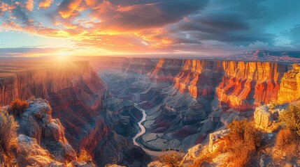 Fototapeta premium Majestic Sunset Over the Awe-Inspiring Grand Canyon