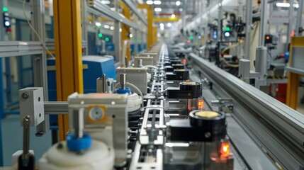 Fototapeta premium Lean Six Sigma Quality Management Poka-Yoke A production line with error-proofing mechanisms in place