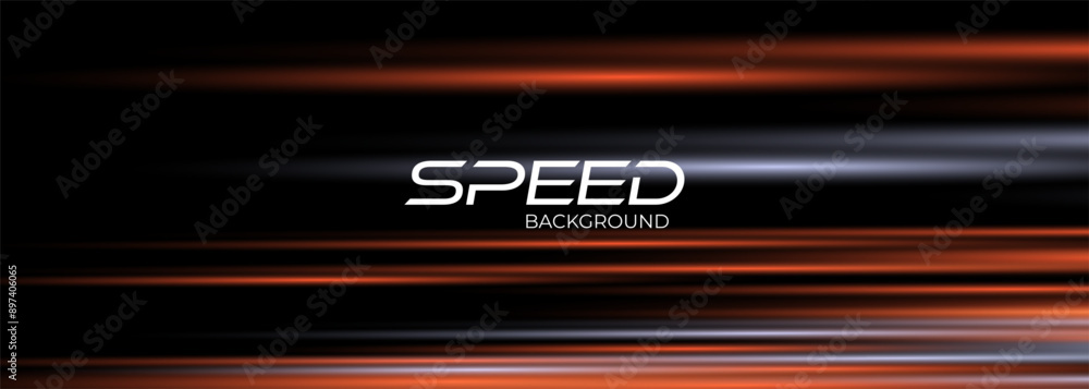 Poster speed illuminated traffic lanes. black and orange modern abstract background with yellow glowing mov