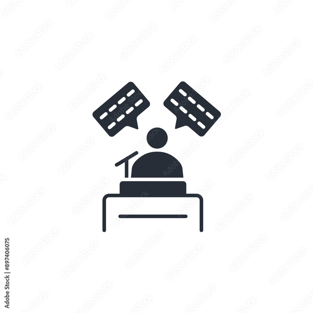 Poster speech icon. vector.editable stroke.linear style sign for use web design,logo.symbol illustration.