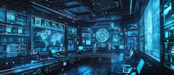 Advanced Radar System Glowing Blue for Space Defense. generative AI