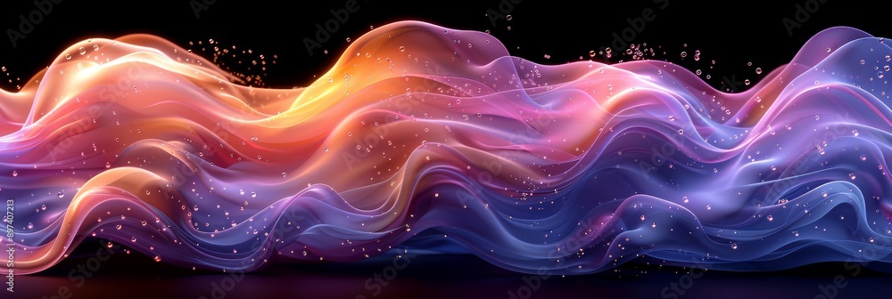 Poster abstract fluid wave of colorful light embodies vibrant motion and energy, creating a visually captiv