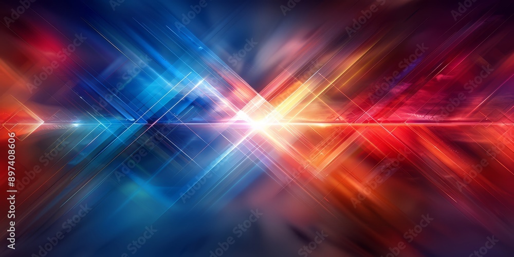Poster dynamic abstract background with multicolored light bursts and gradient patterns, displaying energy 