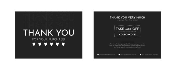 thank you card template design. thank you card for your customers or clients