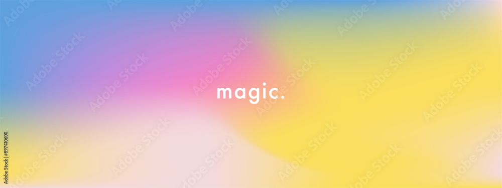 Poster magic cirrus clouds. light blue, pink, yellow color vector banner. pastel gradient sky pattern. blur