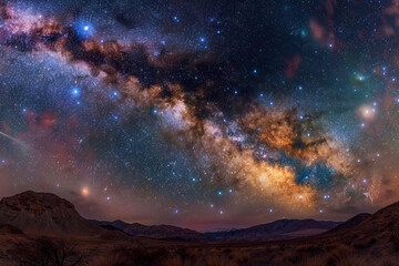 Fototapeta premium Spectacular view of stars and galaxies, pursuit of knowledge and exploration, photography.