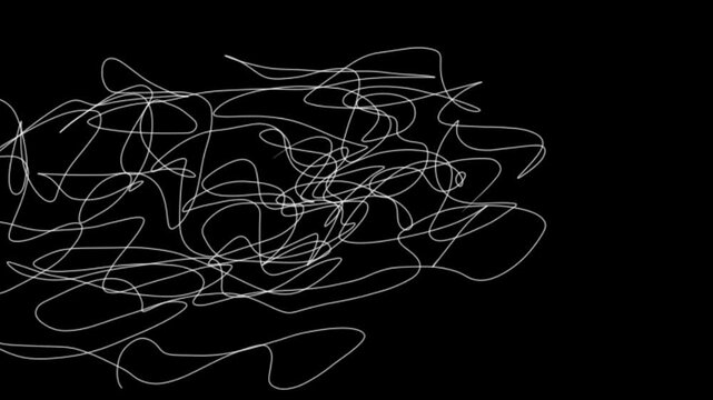 abstract draw animation of white lines on black canvas