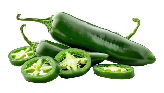 Green Jalapeno Peppers Isolated on White Background PNG