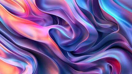 Obraz premium Wavy metallic surface with abstract background reflecting various colors