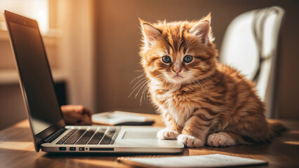  cute cat wants to watch laptop