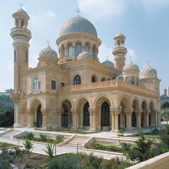 Fototapeta premium Mosque with Domes and Minarets
