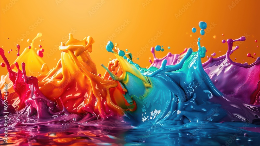 Poster Abstract splash of colorful paint creating a unique and vibrant artwork.