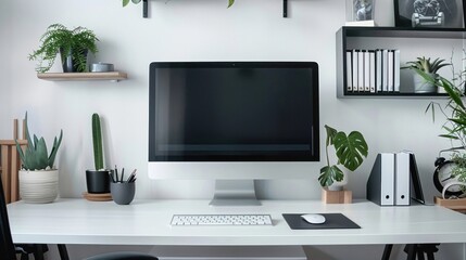 Clean and organized home office with a desktop computer Interior