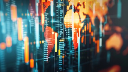 Vibrant Data Visualization with Colorful Graphs and Numbers Depicting Modern Financial Analytics and Market Trends