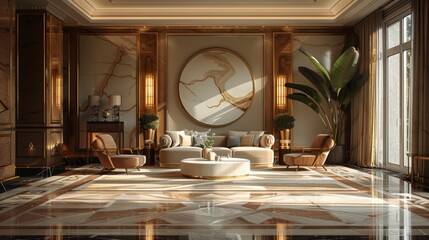 luxurious interior design, art deco style is characterized by elegant geometric patterns and sleek lines, creating a luxurious and sophisticated vibe in any space