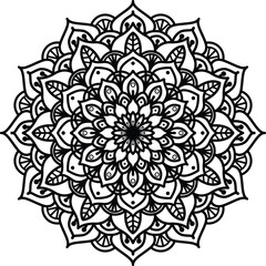 Mandala. Vintage Round Ornament Pattern. Stylized Ornamental Flower. Decorative element for any kind of design. Coloring book.