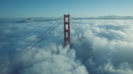 Majestic Golden Gate Bridge Emerging from the Fog