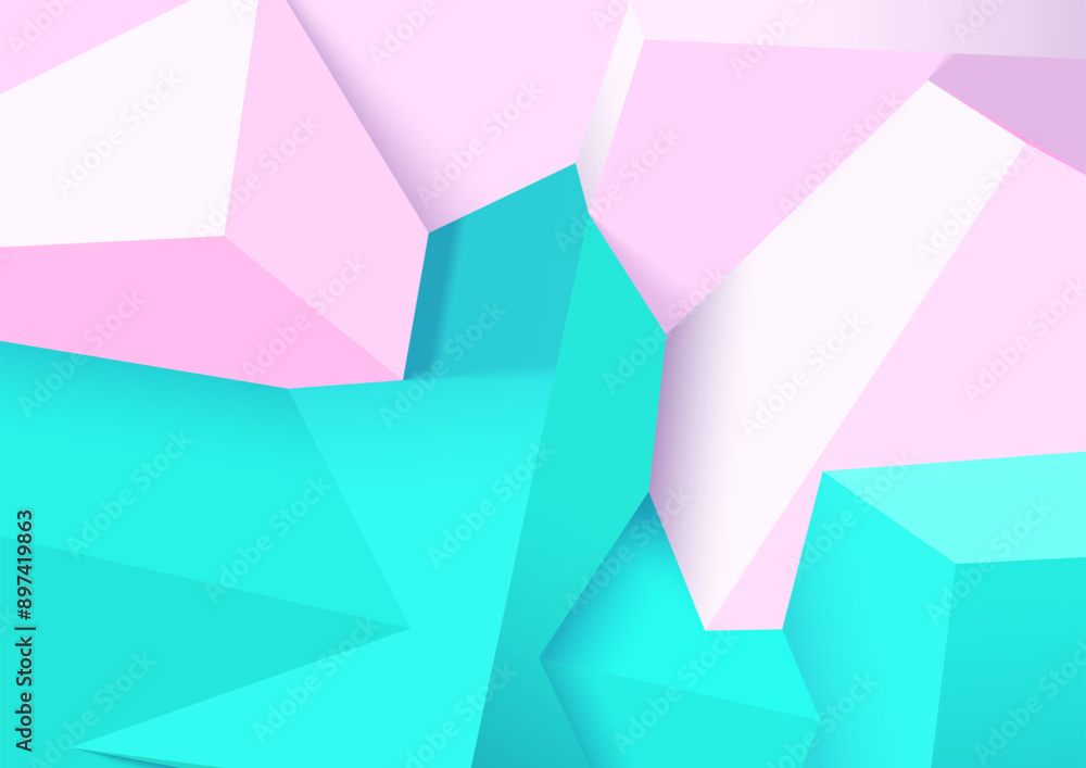 Aufkleber Abstract background with realistic colorful cubes. Trendy 3D background with wall of shapes.