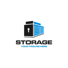 Self storage logo design template. Safe storage garage vector illustration. With concept of padlock and garage symbol combination.