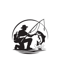 vector fisherman catching fish vector art,graphics fisherman catching fishs icons set,vintage illustration fisherman catching fish clipart,vector fisherman catching fishs flat style artwork design.