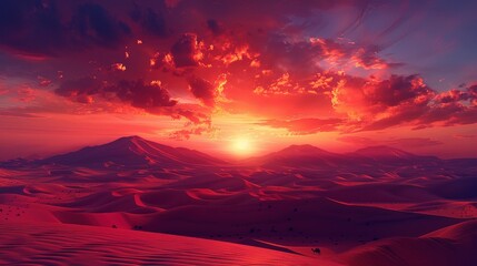 Breathtaking Sunset Over Majestic Desert Landscape