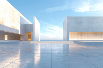 Concrete outdoor square building,Empty architectural background.