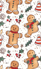 Naklejka premium 2D illustrated New Year card in a cute graphic style seamless pattern.