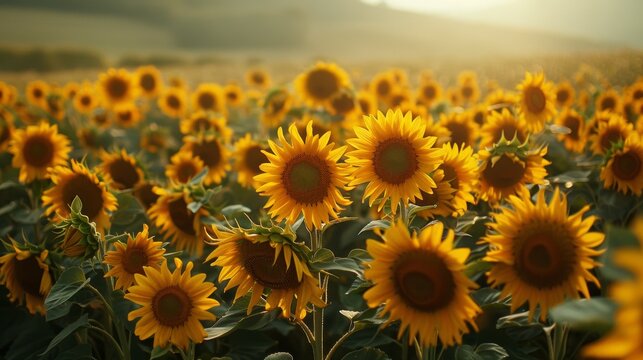 sunflower harvest, tall sunflowers in the golden fields await harvesting their ripe seeds promise a bountiful autumn harvest