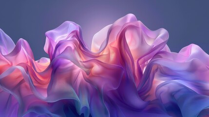 Colorful transparent fabric creating a sense of movement and elegance in an abstract background