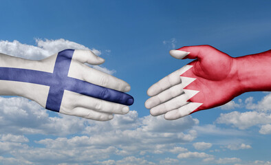 Bahrain and Finland country handshaking with flags, consensus concept international co-operation illustration