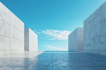 Fototapeta premium Concrete outdoor square building,Empty architectural background.