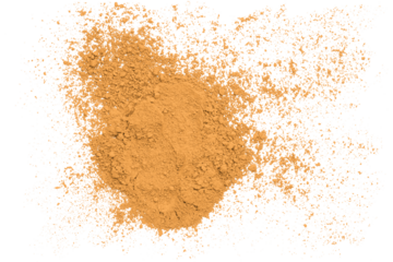 Orange powder isolated on transparent background.