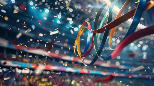 Olympic Stadium Scene, Showcasing the Excitement of Millions for the Olympic 2024 Games, Sports and Championship concept, Graphic Resources, Wallpapers, Brochure, Websites, banner design, Advertising,