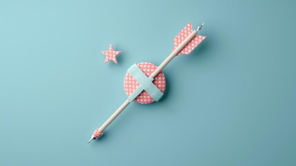 Financial recovery, arrow with bandage, 3D illustration, bounce back concept, copy space