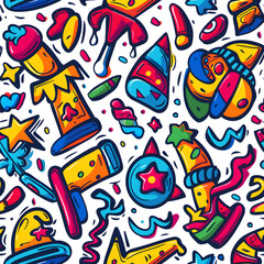 Naklejka premium 2D illustrated New Year card in a cute graphic style seamless pattern.