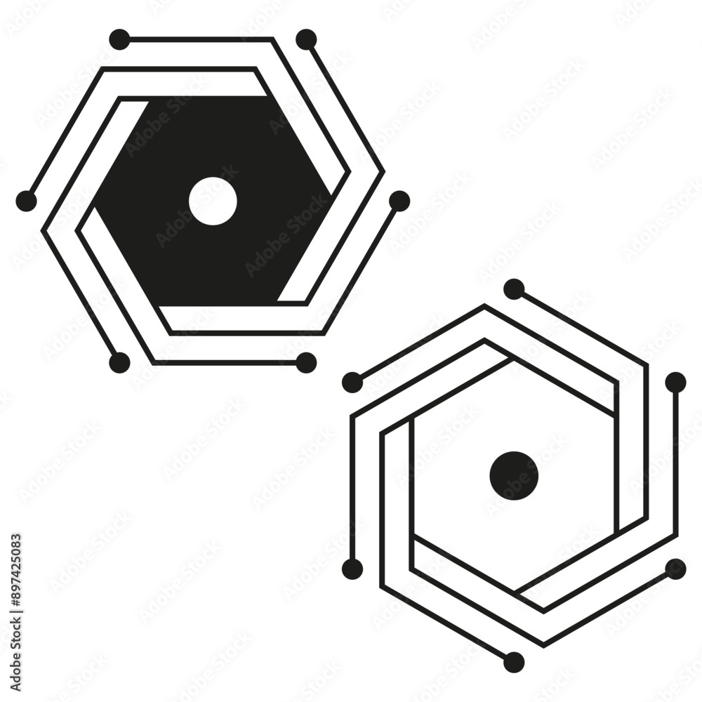 Aufkleber abstract hexagonal circuit. geometric tech symbol. futuristic vector design. modern digital art.